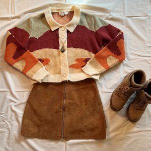 Lili Sidonio Abstract-Print Collared Cardigan